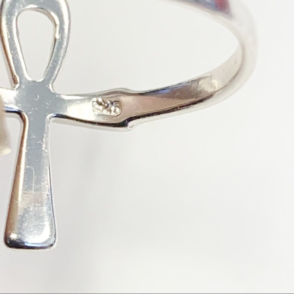 925 Sterling Silver Ankh Cross Ring - Picture 9 of 15
